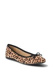 Time and Tru Bow Ballet Flats Women's 6.5 Brown Leapord Print Round Toe Slip-On