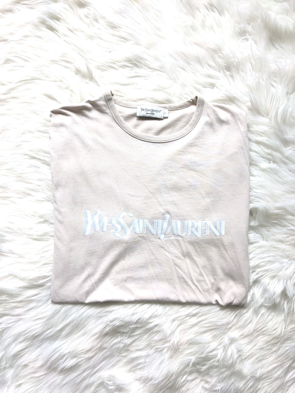 YSL Yves Saint Laurent XL T shirt con logo crema beige ottime condizioni