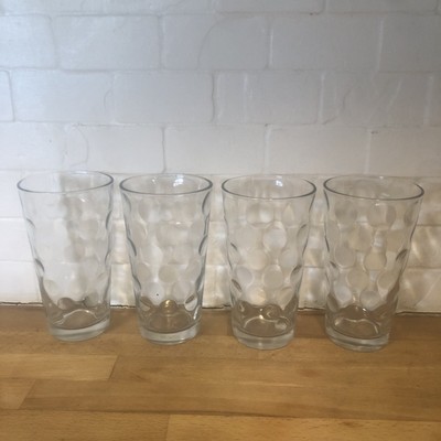 Anchor Hocking Coin Polka Dot Circleware Thumbprint Glass Tumblers Set of 4