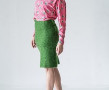 1960  s Grass Green Boucle Pencil Skirt, XS