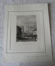 OLD ENGRAVING FRANCE GARD (30) NÎMES VIEW OF THE CATHEDRAL