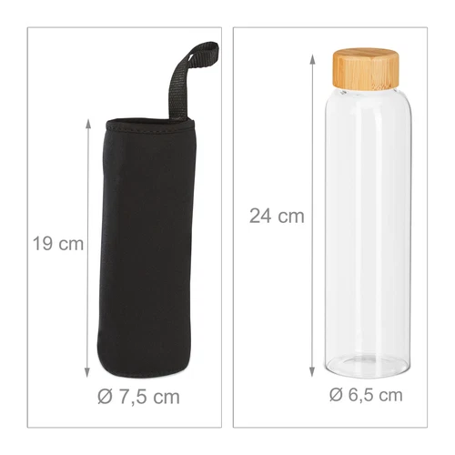Botella de agua botellas reutilizables 500 ml ligera cantimplora de vidrio - Imagen 4 de 9