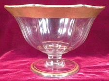 Elegant Glass Compote Panels Paneled Painted Gold Bands PATTERN MAKER HELP