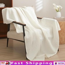 Natural Pre-Washed Cotton Waffle Blanket Snag Resistant All Season Comfort New