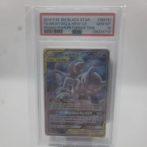2019 POKEMON SM BLACK STAR PROMO #SM191 FULL ART/MEWTWO & MEW GX PSA 10