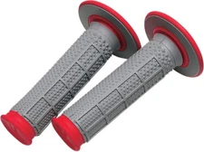 MX Dual Compound Grips Tapered 1/2 Waffle - Grey/ Red Renthal G163