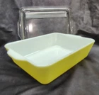 Vintage Pyrex Yellow 503-B Refrigerator Casserole Baking Dish Ribbed Glass Lid