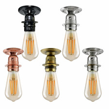 Retro Indoor Ceiling Light Industrial Metal Semi Flush Mount Lamp Fittings E27