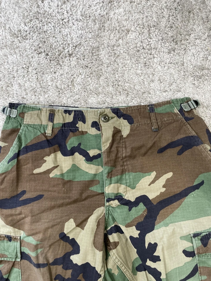 Vintage US Army BDU Pants Mens Medium Short Woodland Camo Ripstop Cargo 90s 1995 - Image 4 of 4