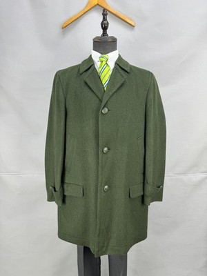 Vintage Men s Coat Oxford Alpen Loden Wool Green Classic Overcoat US Size 42L