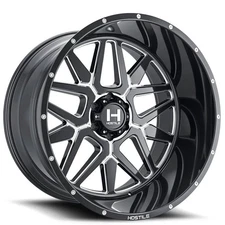 24x14" Hostile Wheels H128 Diablo Black Milled Off-Road Rims (4 pcs) (S04)