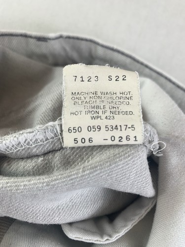 Vintage 80er Levis 506 Jeans grau Acid Washed Herren 38x32 (flach 36x32) Made in USA - Bild 12 von 12
