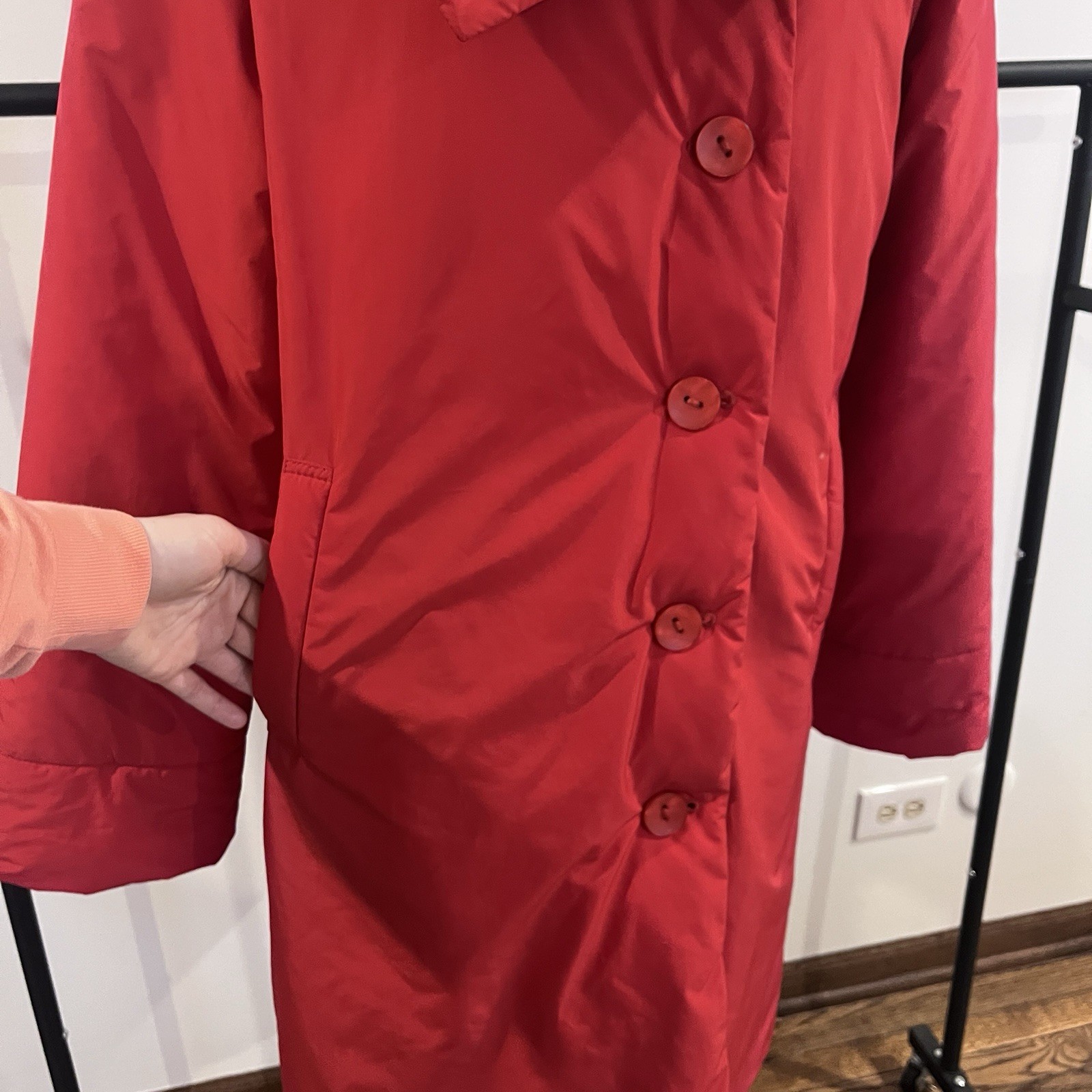 Ritva Falla Artsy Statement Long Button Down Red … - image 7