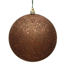 Vickerman N591276DQ 4.75 in. Mocha Sequin Ball Ornament with Drilled 4 per Bag