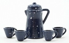 Dollhouse Miniature Blue Enamelware Coffee Set