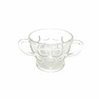 Vintage Federal Glass Yorktown Clear Sugar Bowl With Handles Thumb Print Design