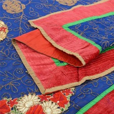 Sanskriti Vintage Blue Dupatta Long Stole Pure Georgette Embroidered Gota Hijab