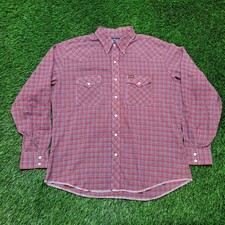 Vintage 80s Wrangler Pearl Snap Western Shirt Mens XL USA Made Plaid Check
