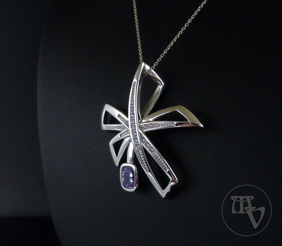 Pierre Lang Anhänger RH Silbern lila Zirkonias 4,0cm 9,4g Neuwertig! - Bild 3 von 4