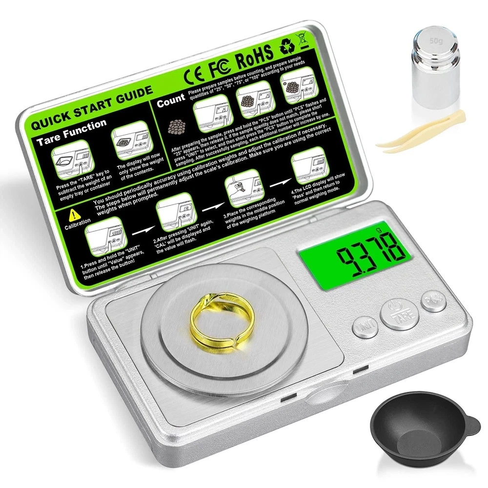 High Precision Mg Scale 100g/0.001g, Pocket Digital Milligram Scale, Small Gr...