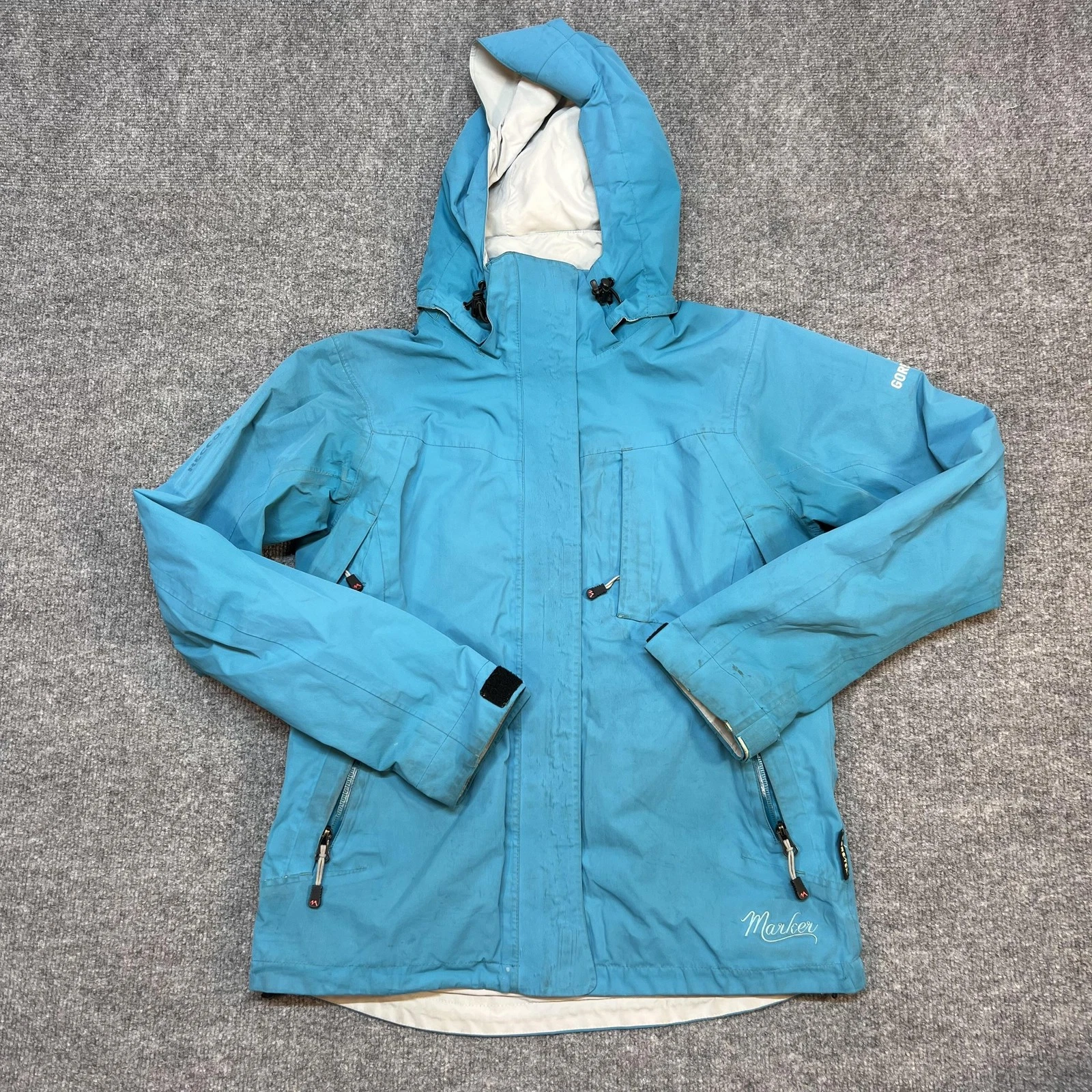 Marker Jacket Womens 6 Blue GORE-TEX Hooded Ski Snow RECCO Full Zip Waterproof