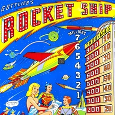 Gottlieb Rocket Ship Pinball Machine Game Backglass NEW