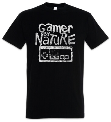 Gamer By Nature T-Shirt Fun Nerd Geek Gaming Games Computer Scientist Science