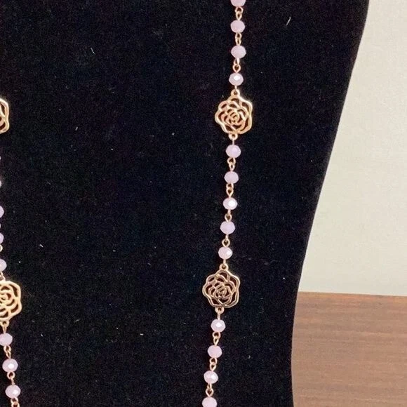 Premier Designs iridescent Pink and Gold Necklace, adjustable 28” to 31” (130) - Image 2 of 4