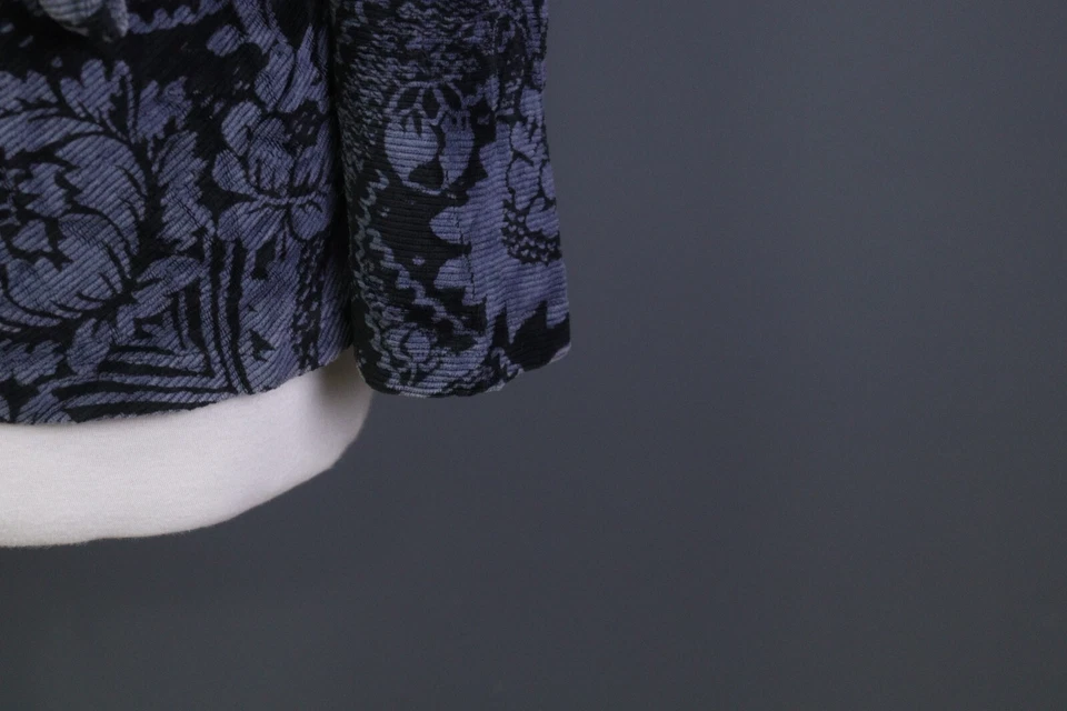 Marimekko Mika Piirainen Blue Floral Long Sleeve V-Neck Wrap Top Blouse Size L - Image 4 of 4