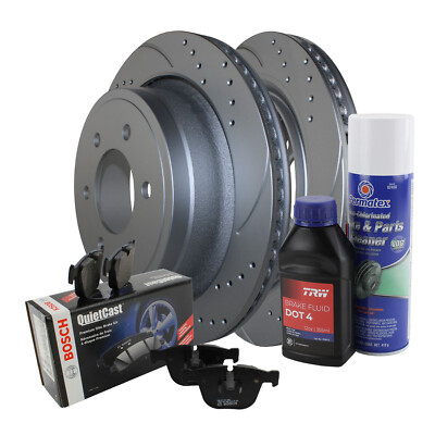 Rear Brake Kit 348mm Drilled Rotors TRW Pro Ceramic Pads For Ford F-150 '12-'19