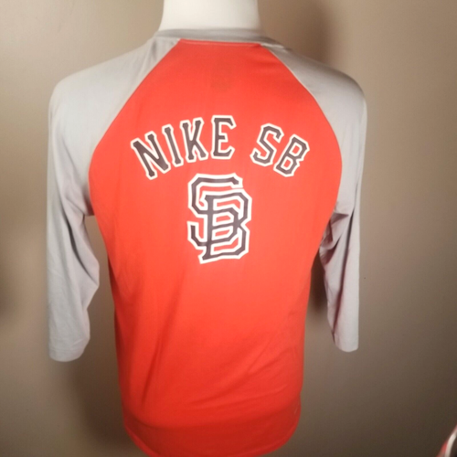 Nike SB Shirt Kids Large Skateboarding Dri-Fit Raglan Henley 3/4 Sleeves - Picture 2 of 9