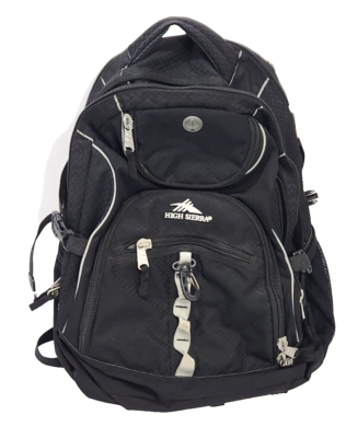 High Sierra Backpack Padded Black Book Laptop Work School Hiking