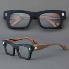 Vintage Square Eyeglass Thick Frame Lightweight Wood Grain Glasses Unisex