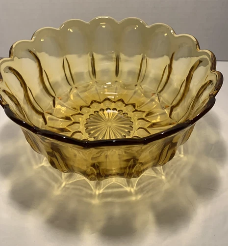 Vintage Anchor Hocking Fairfield Amber 9” Glass Salad or Serving Bowl