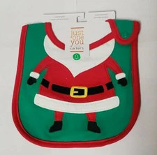 Carter's Just One You Baby Santa Christmas Holiday Teething Bib Water Resistant