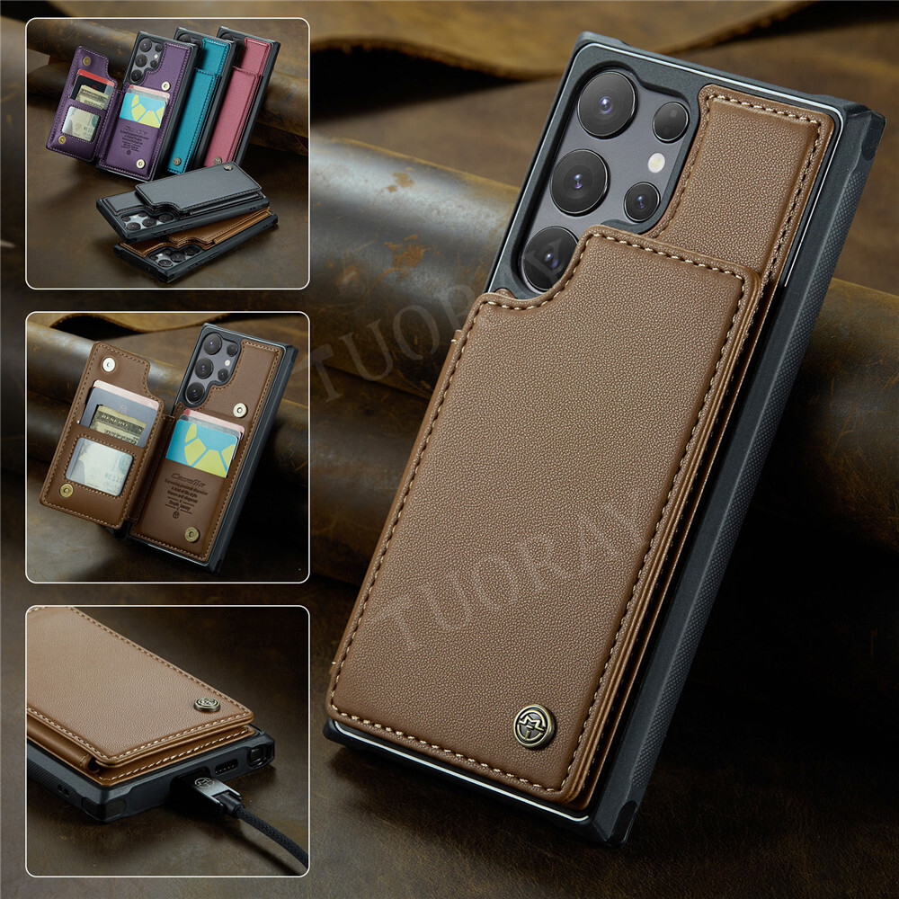 Samsung Galaxy S25 S24 S23 Ultra S22 S21 S20 FE A56 Leather Stand Case Cover