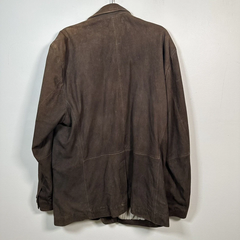 Chaqueta Stetson Western Wear Dos Botones Gamuza Cuero Marrón Para Hombre Talla XL Foto 4 de 4