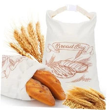 Large Linen Beeswax Bread Bags 2 Pack, Reusable Sourdough Bread Bag, Storage 