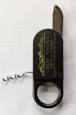 Great Smokey Mountains Advertisment Bar Multi Tool Corkscrew Opener Knife Cat