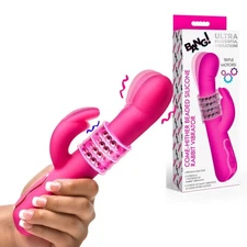 XR Bang! Come-Hither Beaded Silicone Rabbit Vibrator Pink
