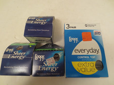 Size Q 6 Pairs Leggs Pantyhose Sheer Open Box Black Coffee Taupe