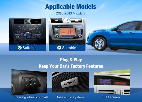 CAM+For 2010-2013 Mazda 3 Eonon M3BLX7 Android 14 Auto Radio Car Stereo CarPlay - Picture 6 of 20