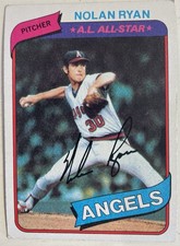 Topps 1980 Nolan Ryan Autographed A.L. All-Star #580 Los Angeles Angels Card
