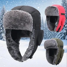 Men Aviator Thermal Cap Winter Warm Snow Ski Hunting Beanie Hat with Ear Flaps