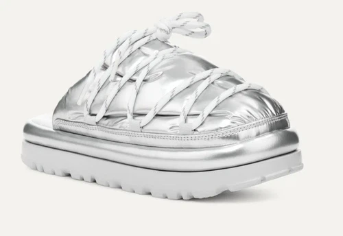 Slider spaziale UGG donna Hi Shine plateau argento taglia 9 us intime ottimeioni!