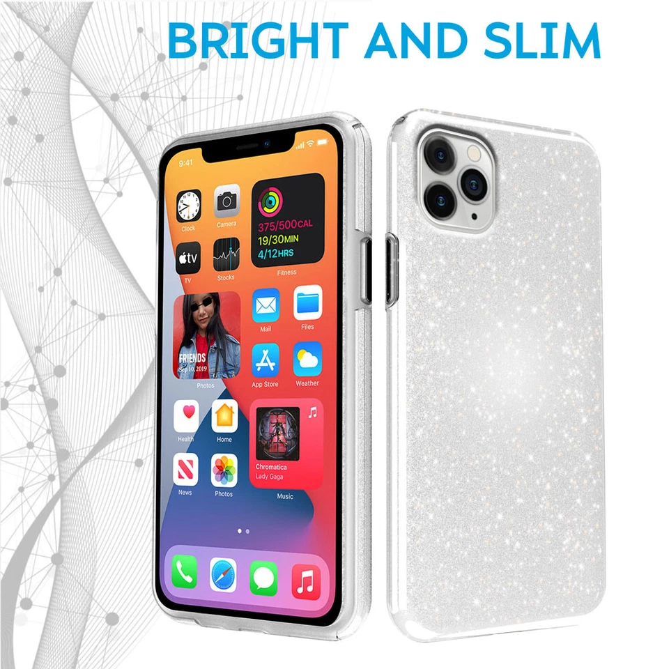 Cover Custodia Brillantini 3 In 1 Tpu Glitter per Apple  Iphone 11 Pro Argento - Immagine 2 di 4