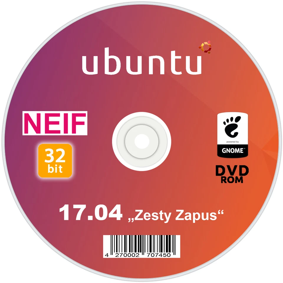 Linux Ubuntu 17.04 32 Bit Betriebssystem deutsch auf DVD oder USB-Stick