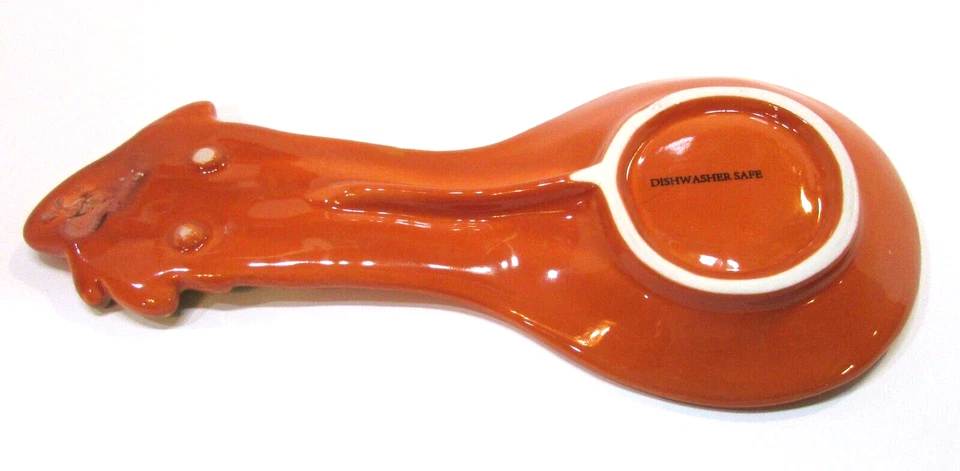 Reposacuchara de cocina vintage de porcelana con forma de vegetal calabaza naranja de los años 2000 de 9" de largo Foto 2 de 2