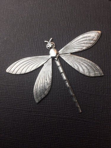 34594 Matte Silver Oxidized Large Dragonfly Jewelry Finding - Picture 2 of 3