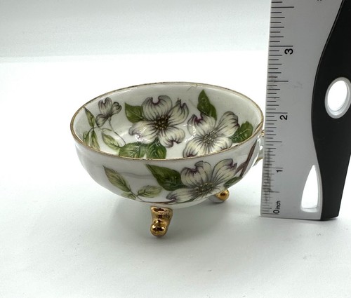 UCAGCO China Floral Pattern Three Footed Tea Cup Made in Japan Dogwood Blossom - Picture 16 of 17
